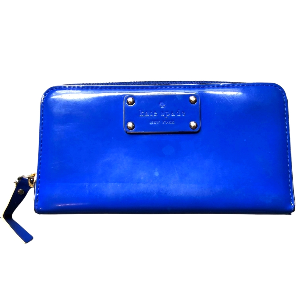 Kate Spade Pasadena NEDA Zip Around Blue Patent Leather Wallet